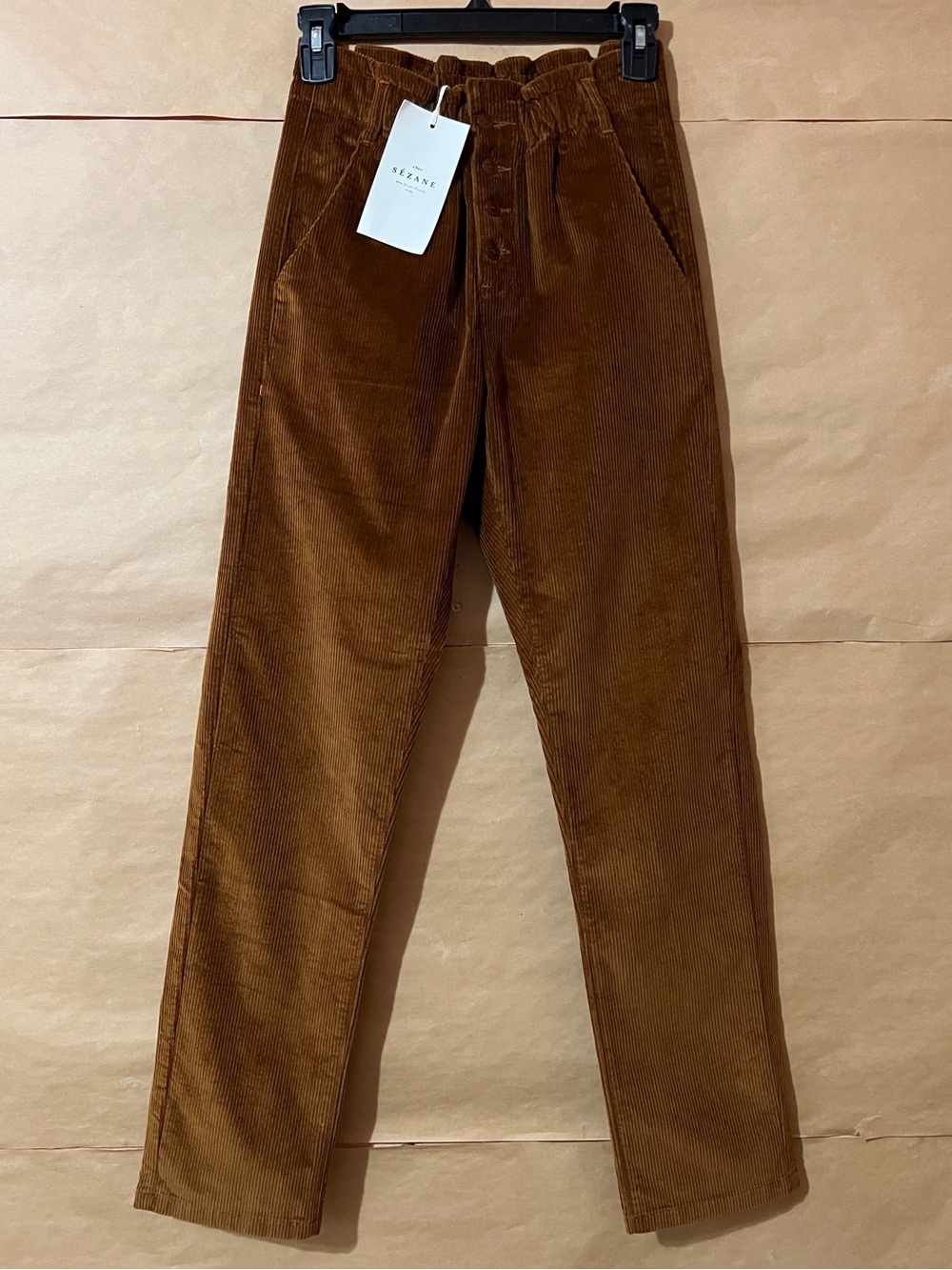 Sezane | NWT Thomas Pants Button Fly Corduroy Trousers Hazelnut Size 2 (Size 34)